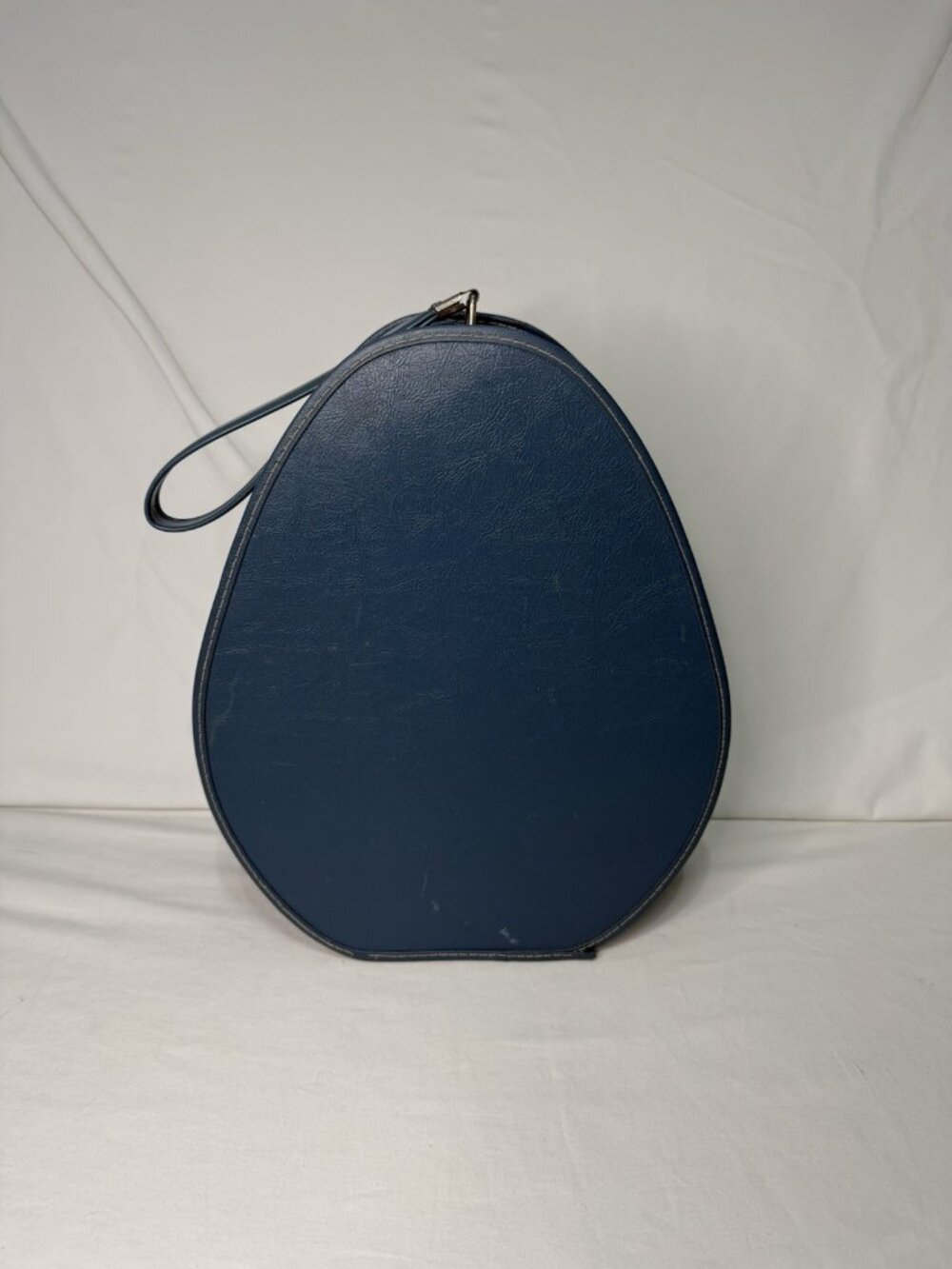 Vintage Train Case Suitcase Oval Teardrop Egg Shape Blue MCM